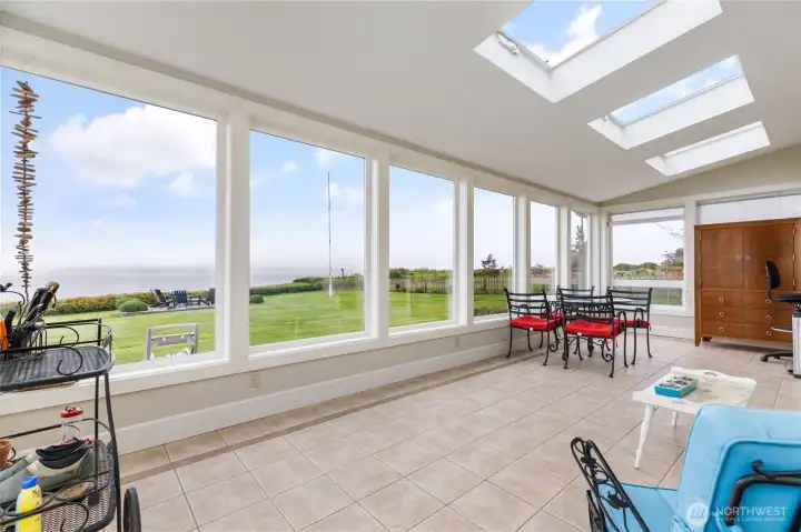 Bright sunroom filled with natural light