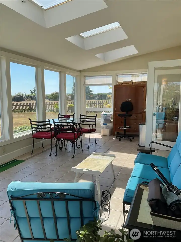 Bright sunroom filled with natural light
