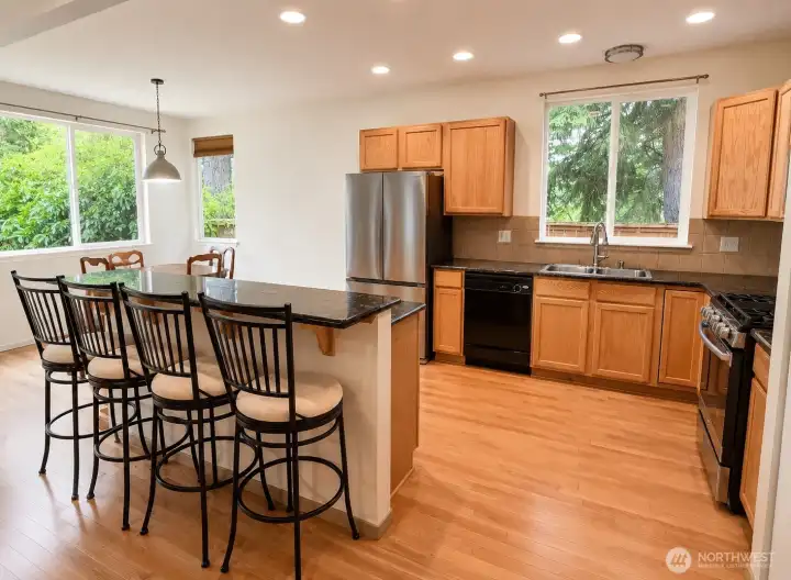 Island seating in your open concept kitchen
