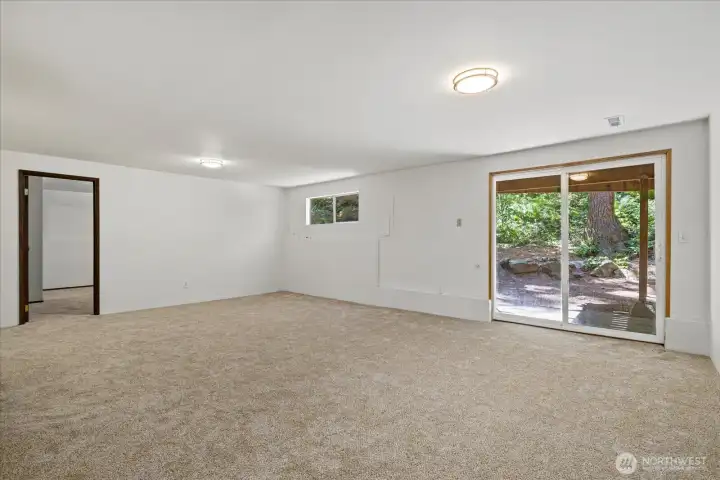 Lower Level Rec Room with Slider to Backyard