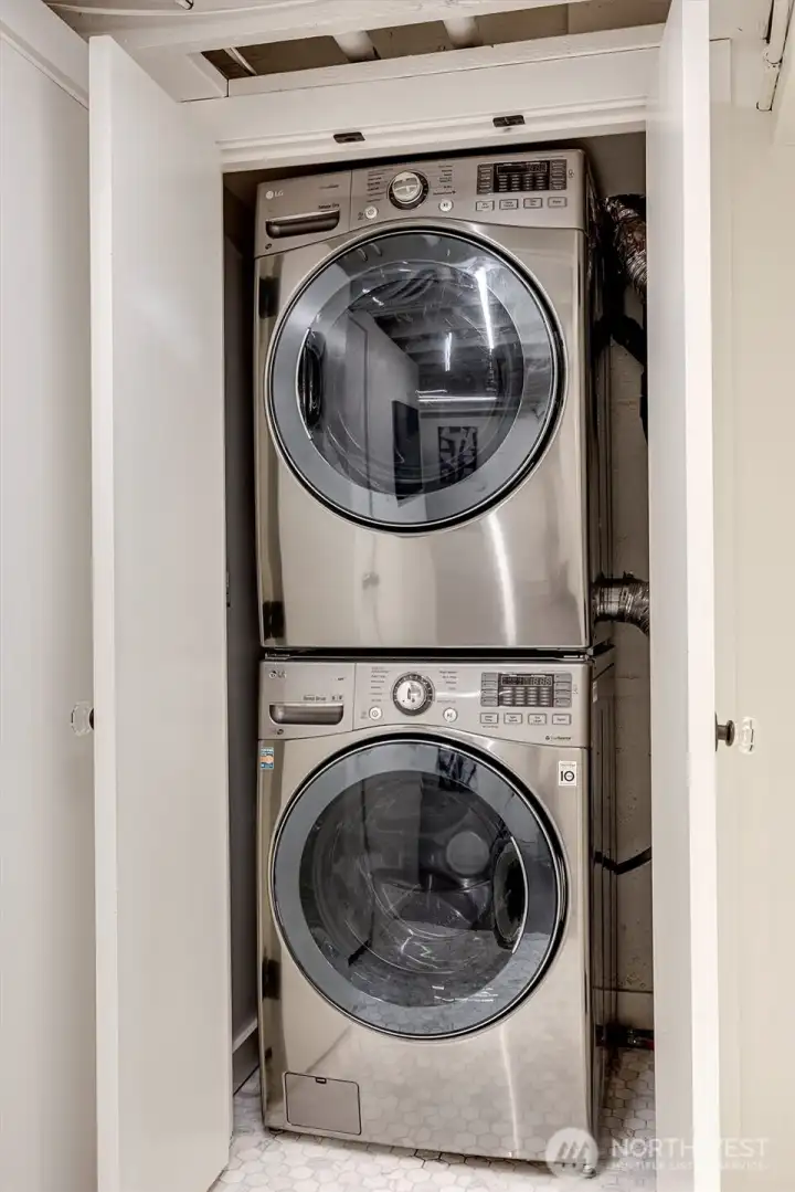 Washer and dryer located in basement