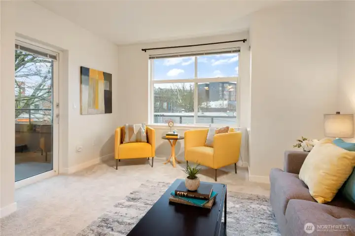 Fresh paint and brand new carpet make the space sparkle and shine.