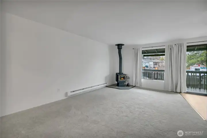 Large Living Room with wood burning fire place