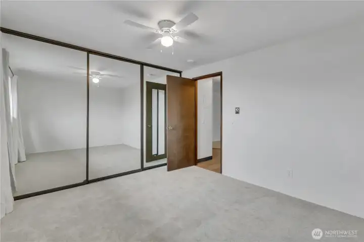 Large closet area with small safe for your valuables.