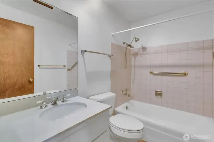 Bathroom is light and bright!