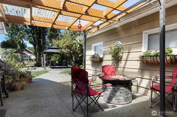 ~Pergola Covered Patio with concrete walkway leading to Gazebo~