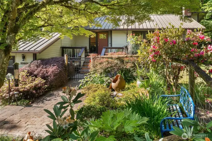 The mature landscaping is enchanting and easy-care.