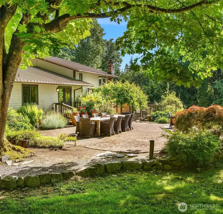 The south-side patio is a magical spot for gathering with loved ones and friends. Plenty of room for larger events, too.