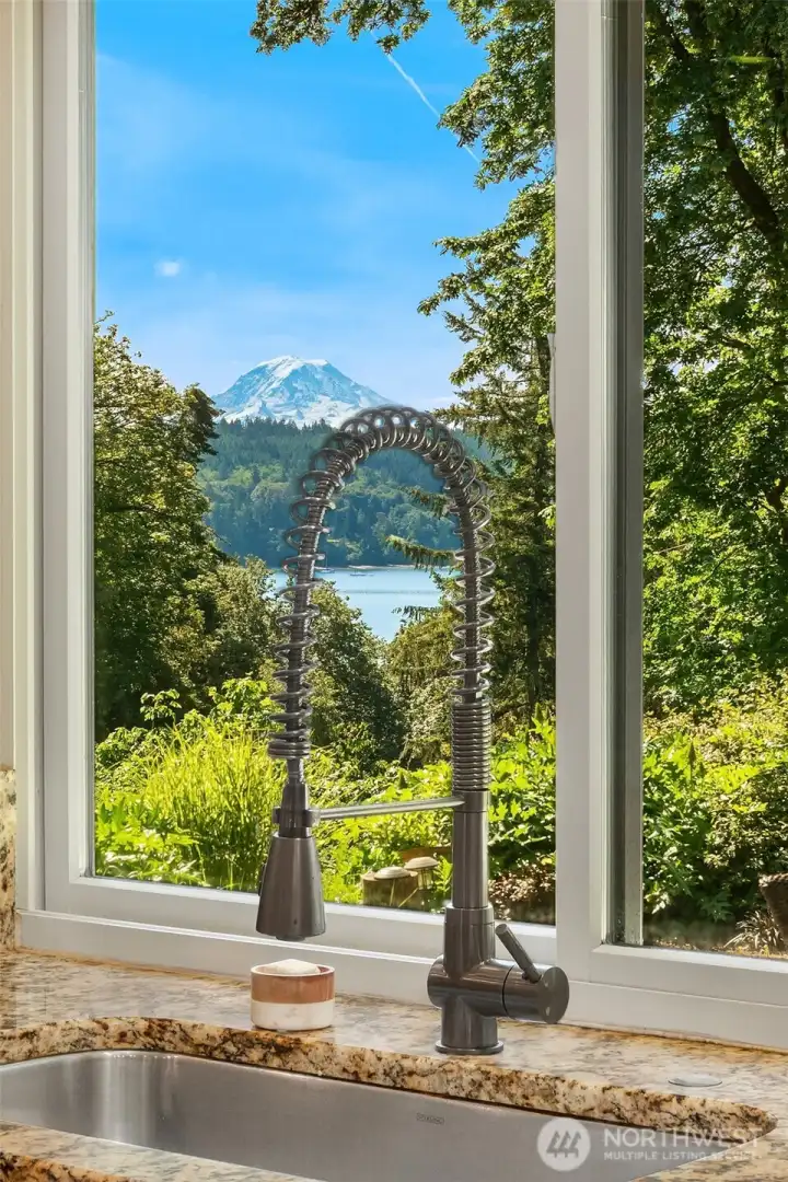 Great mountain view from the kitchen window.