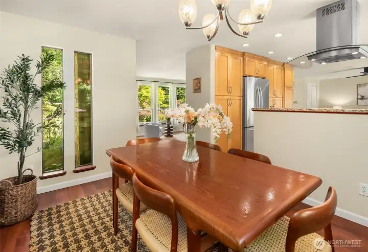 Dining room opens onto kitchen and is a step away from the living room.