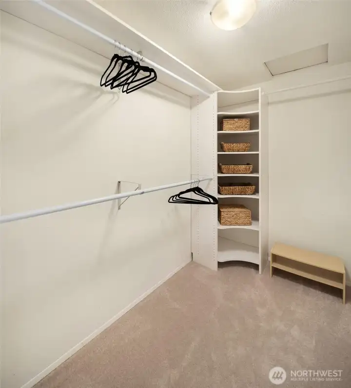 Walk-in primary closet.