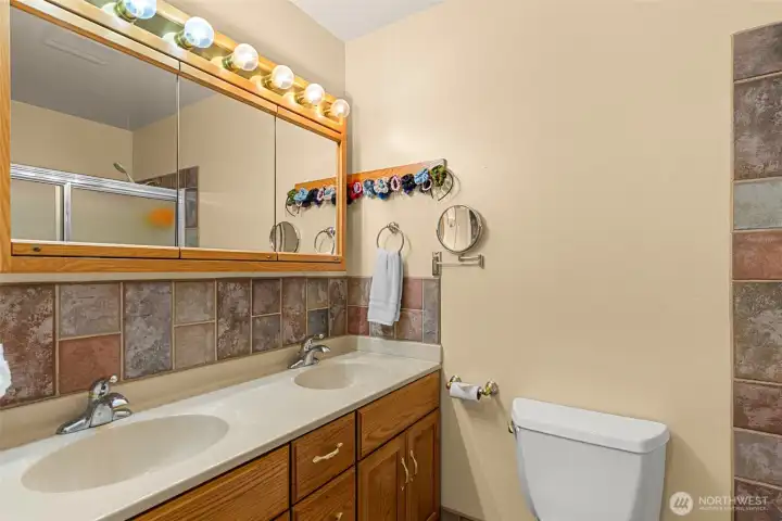 Primary full bath with dual sinks