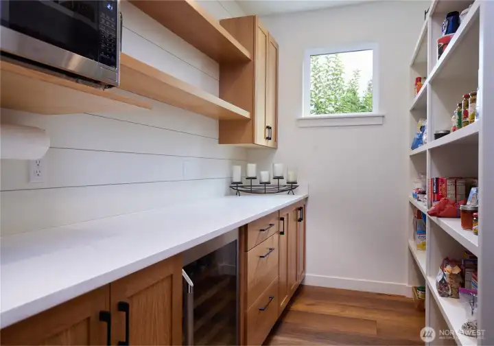 Walk in Pantry with wine refrigerator