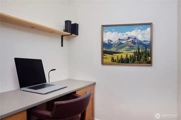 Office Space with built in desk off kitchen