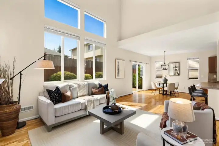 Open and airy throughout main living space.