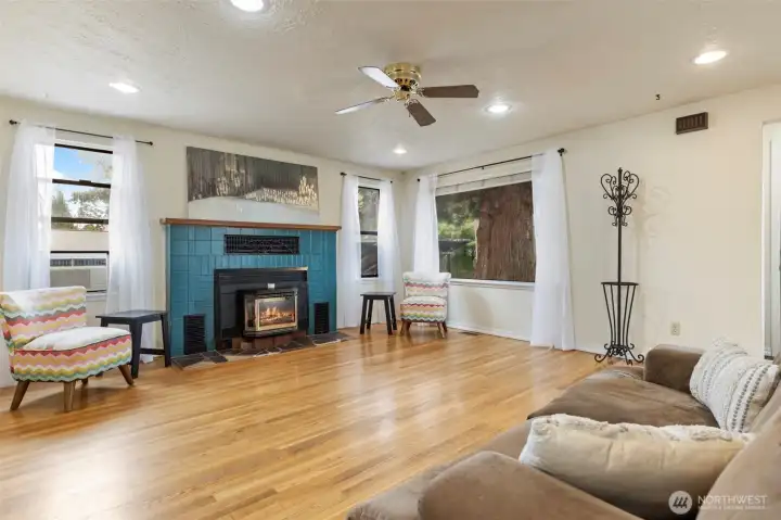 Cozy gas fireplace