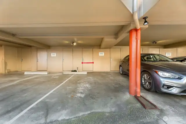 Reserved carport parking space in front of storage door #4.