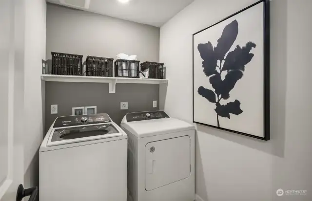 Utility room on 3rd floor. Wash and dryer NOT included. All pictures are of our staged model home, finishes will vary.