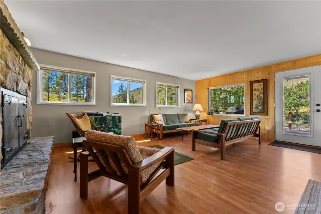 windows all around offers views of river & surrounding hills.