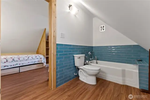 Full bathroom completes the upstairs of the Rec room.