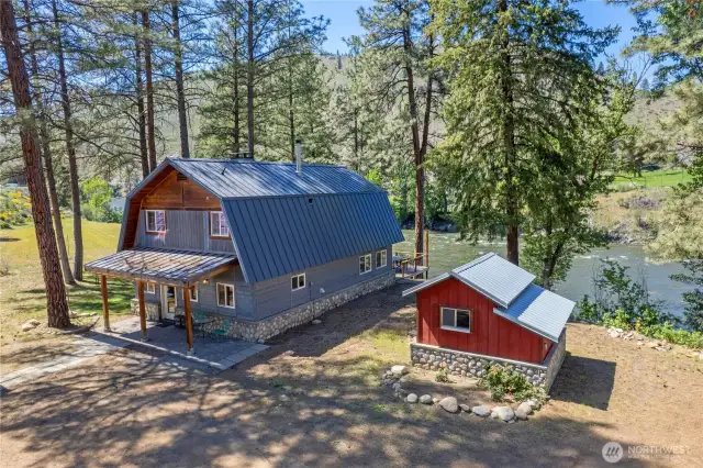 beautifully updated 2-bedroom, 2-bath blends rustic elegance with modern comfort.