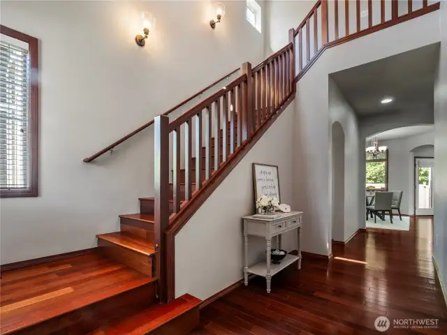 Carpet was removed and wood flooring added for the stairwell.