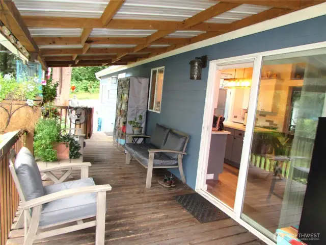 Sliding glass door entry and other has door before gate at stair entry.