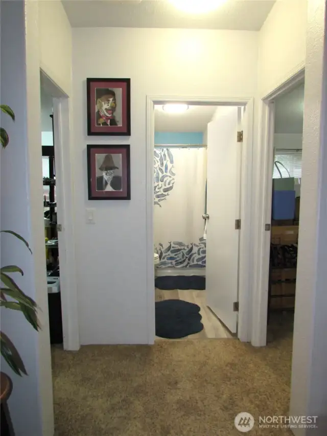 Main bath and bedrooms on both sides off Living room.