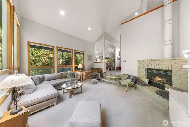 A unique layout with tiered levels adds charm and visual interest, perfect for both relaxing and entertaining.