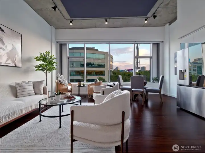 Sunset from your window , special added lights in the sound proof acoustic ceiling