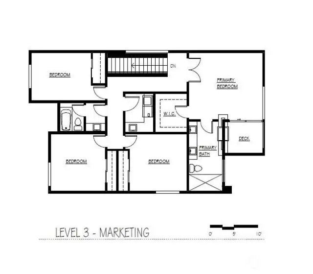 Top Level Floor plan - Bedrooms up