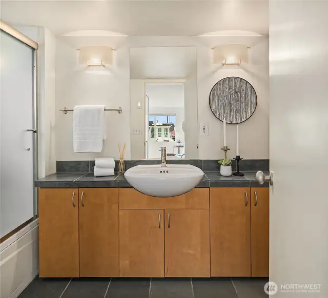 Full bath. Washer and dryer too.