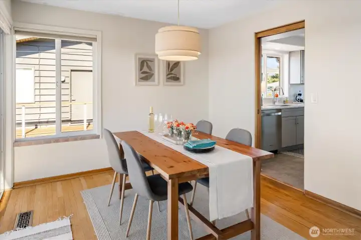 The vibe in the Dining room is casual and comfortable.