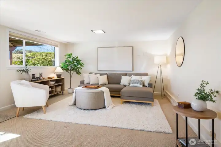 The family room on the lower level could not be more inviting.