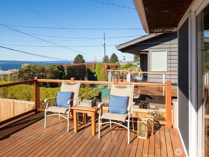 Sunny southwestern exposure makes the deck a wonderful retreat.