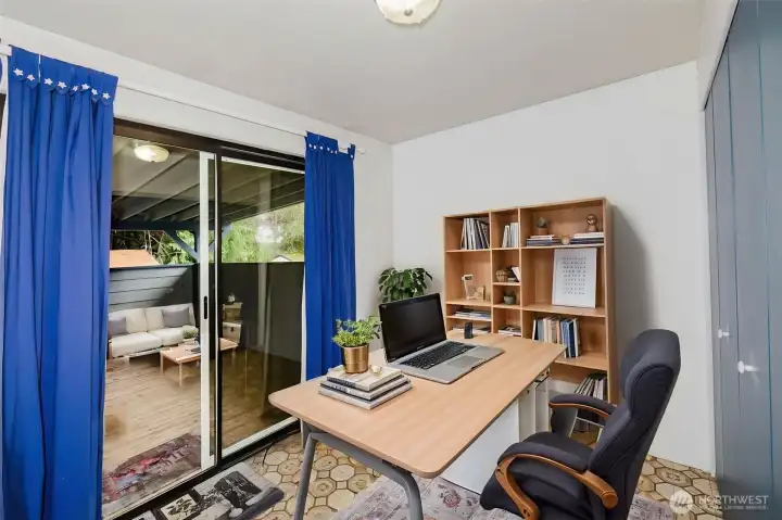 Virtually staged in kitchen area and covered patio options
