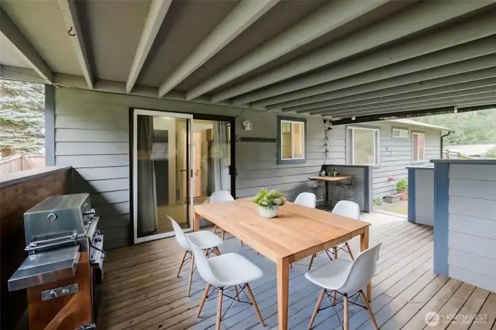 Virtually stage covered deck.