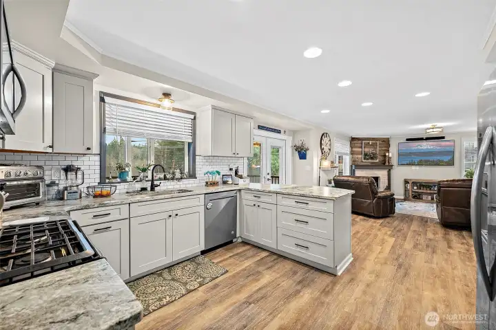 Kitchen opens up into the Family Room