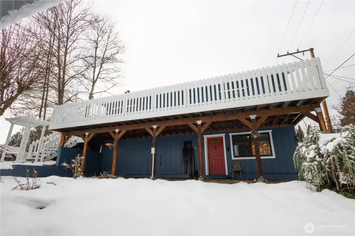 Deck with Lower Entry   Door