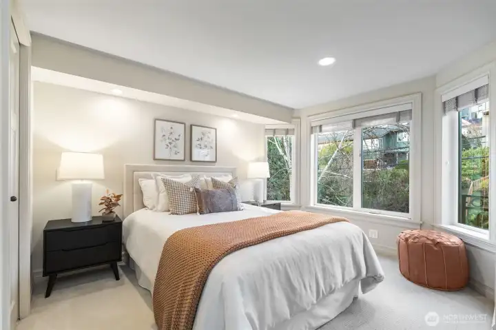 2nd bedroom on the 2nd floor, with bay windows.