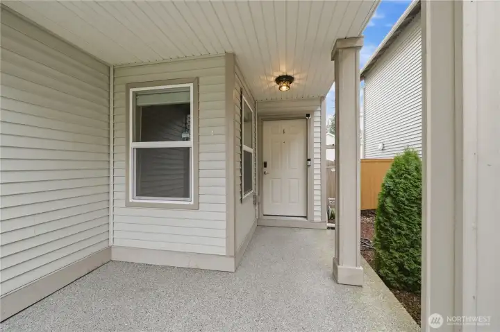 Covered front entry for year-round convenience.