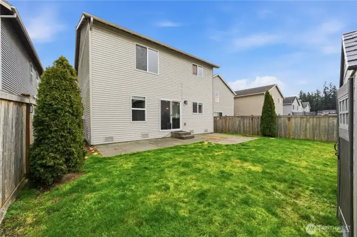 Outdoor area suitable for pets or play.