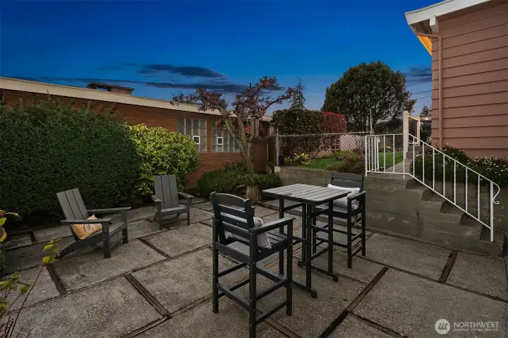 Patio in SW corner of lot.