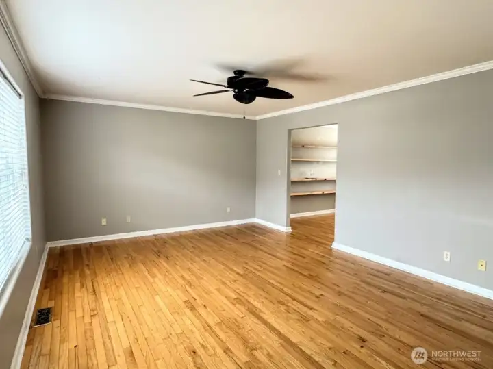Main living room with hardwoods