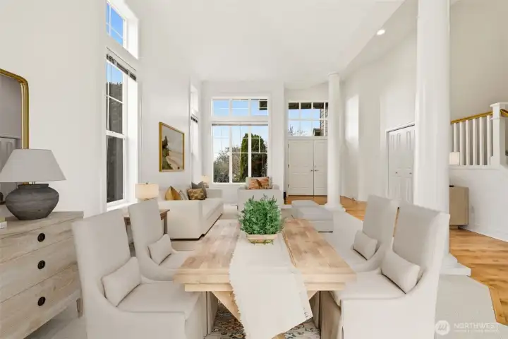 Open concept layout connects living, dining, and kitchen spaces beautifully Open concept layout connects living, dining, and kitchen spaces beautifully