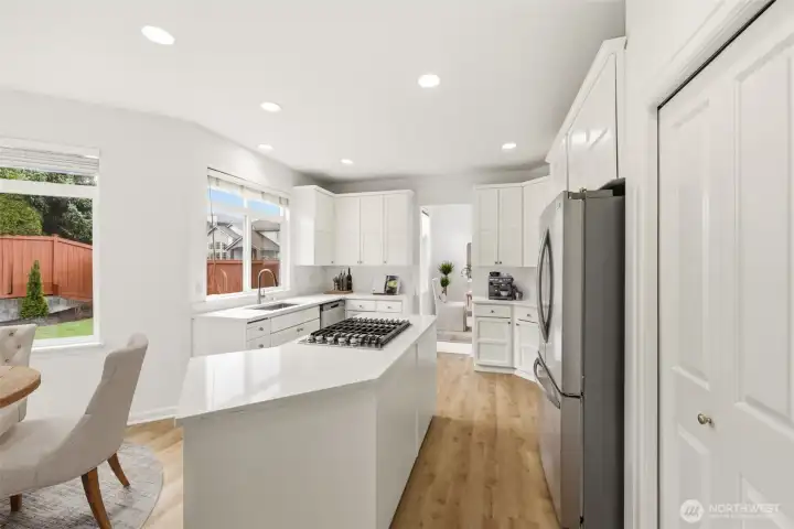 Open kitchen design overlooking main living areas