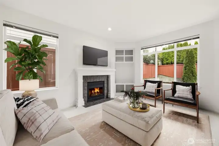 Warm and inviting family room with cozy fireplace