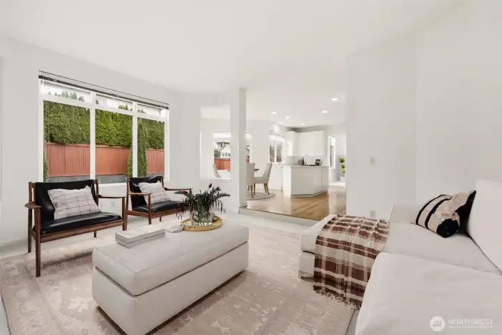 Large windows fill the home with natural light