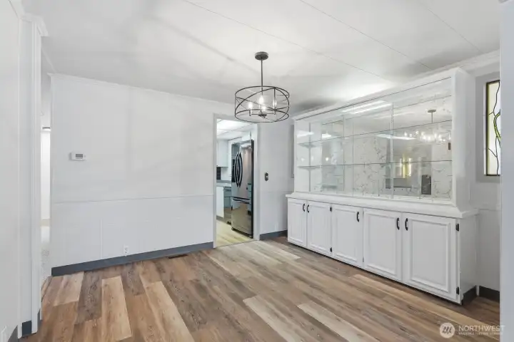Another view of the dining room with new LVP flooring