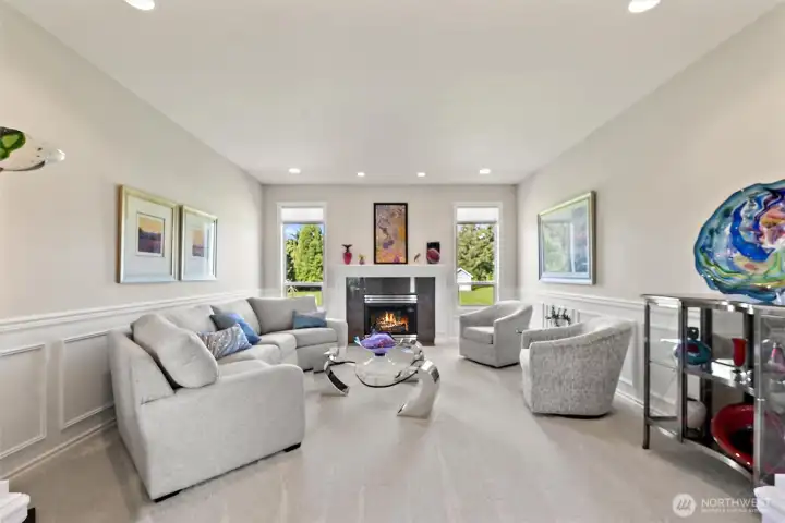 Formal Living Room Featuring a Gas Fireplace